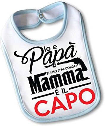 Babloo Bavetto Bavaglino Idea Regalo Pasqua "lo Festa Della Mamma I Love My Mom" Small Azzurro