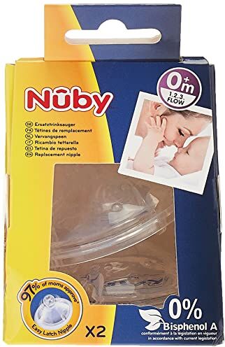 Nuby Tettarella, confezione da 2 unità, 0 mesi +, Flusso regolabile (lento, medio, veloce)