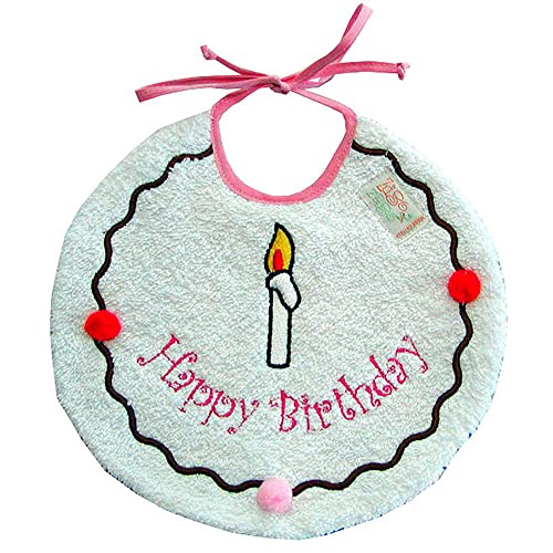 Zigozago Bavaglino torta di compleanno Happy Birthday Fatto a Mano Colore Rosa Chiusura con Laccetto Taglia Unica