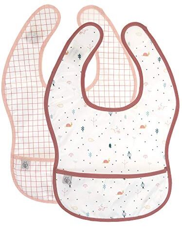 LÄSSIG Set di bavaglini 2 pz. con protezione antiacqua/ EVA Bib Garden Explorer Schnecke