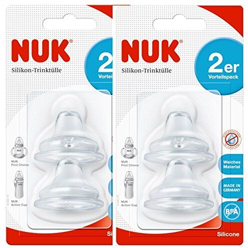 NUK First Choice   beccuccio morbido in silicone, a perfetta tenuta, in combinazione con tutte le bottiglie, BPA libera, 6-18 mesi, 2 pezzi, 2-Pack (2 x 2er Blister)