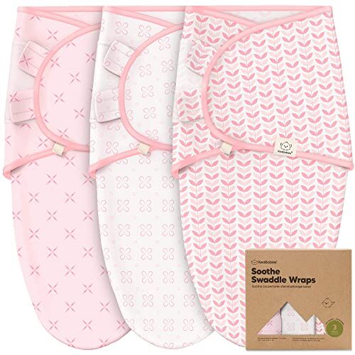 KeaBabies Sacchi per il Sonno per neonati Organici 3-Pack Neonati Swaddles 0-3 Mesi Sacco per il Sonno per Neonati Ergonomico Sacco per Neonati Sacchetto per il Sonno per Neonati (Blossom)