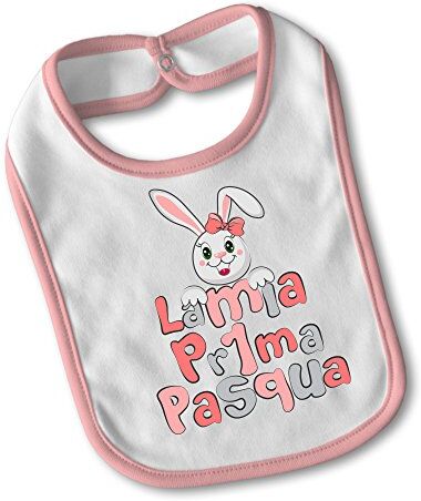 Babloo Bavetto Bavaglino Idea Regalo Pasqua "La Prima Pasqua" Small Rosa