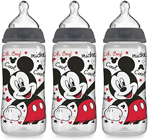 NUK Disney Mickey Mouse 300ml Orthodontic Bottle, 3-Pack, Med Flow, Silicone