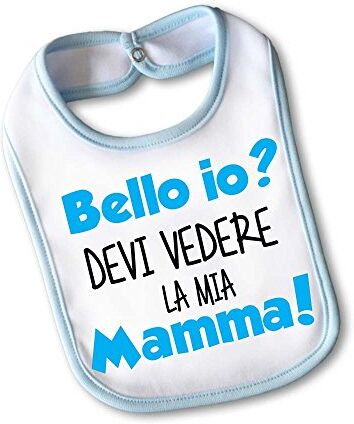 Babloo Bavetto Bavaglino Idea Regalo "lo Festa Della Mamma I Love My Mom" Small Azzurro