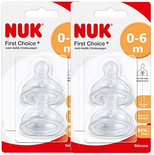 NUK tettarelle in silicone 10124014 First Choice +, formato 1 (0-6 mesi) S, 2-pack (2 x 2er Blister)