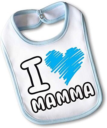 Babloo Bavetto Bavaglino Idea Regalo Pasqua "lo Festa Della Mamma I Love My Mom" Small Azzurro