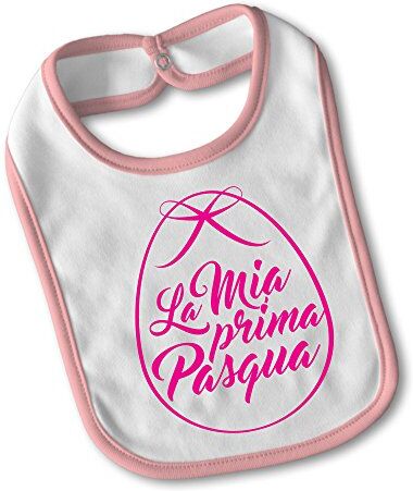 Babloo Bavetto Bavaglino Idea Regalo Pasqua "La Mia Prima Pasqua" Medium Rosa