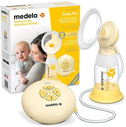 Medela Swing Flex Tiralatte Elettrico Singolo, Design Compatto e Portatile, con Coppe PersonalFit Flex e Tecnologia  2-Phase Expression