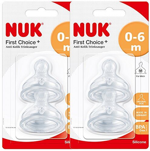 NUK tettarelle in silicone 10124015 First Choice +, formato 1 (0-6 mesi) M, 2-pack (2 x 2er Blister)