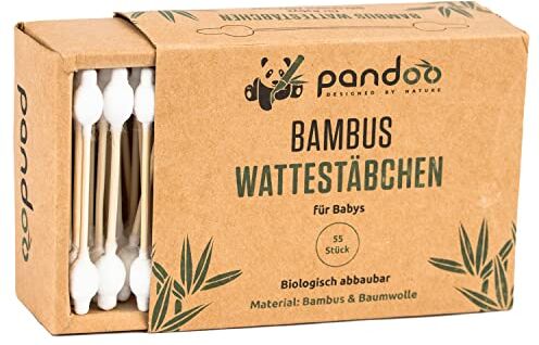 pandoo 4 bastoncini di cotone per bambini 100% biodegradabile, vegano e sostenibile Tamponi di cotone premium compostabili