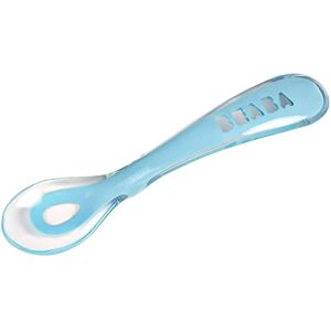 Béaba Cucchiaio in Silicone per Neonati e Bambini, Set da 4, Cucchiaino Bebé per lo Svezzamento, 2a Infanzia, Flessibile, Punta Arrotondata, Manico Ergonomico, Blu