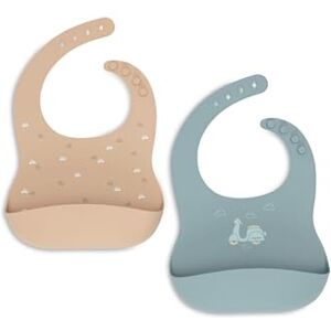 Jollein Bavaglino per bambini, in silicone, On The Go, confezione da 2 pezzi, materiale flessibile in silicone, con vaschetta di raccolta, bavaglino per bambini, facile da pulire Jollein Bavaglino per bambini, in silicone, On The Go, confezione da 2 pezzi, materiale flessibile in silicone, con vaschetta di raccolta, bavaglino per bambini, facile da pulire