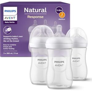 AVENT Philips Biberon Natural Response 3 biberon da 260 ml per neonati da 3-6 mese in su, senza BPA (modello ) AVENT Philips Biberon Natural Response 3 biberon da 260 ml per neonati da 3-6 mese in su, senza BPA (modello )
