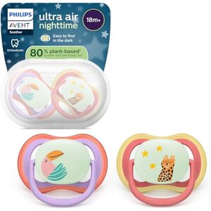 AVENT Philips Ciuccio ultra d'aria, design ortodontico, per bambini dai 18 mesi in su, si illumina al buio, tettarella simmetrica extra forte, in silicone, senza BPA, set da 2 pezzi AVENT Philips Ciuccio ultra d'aria, design ortodontico, per bambini dai 18 mesi in su, si illumina al buio, tettarella simmetrica extra forte, in silicone, senza BPA, set da 2 pezzi
