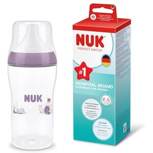 NUK Perfect Match Biberon 3+ mesi 260 ml Biberon anti-coliche PP Indicatore di controllo della temperatura Ippopotamo Confezione da 1 NUK Perfect Match Biberon 3+ mesi 260 ml Biberon anti-coliche PP Indicatore di controllo della temperatura Ippopotamo Confezione da 1