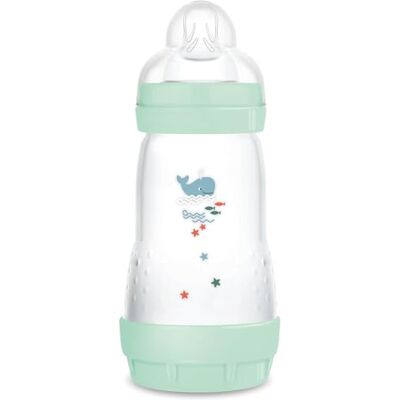 MAM Biberon Easy Start 260 ml, Biberon anticolica per allattamento misto, Riduce le bolle d'aria e il rischio di coliche, Accessori neonati 2+ mesi autosterilizzanti e con tettarella misura 2, Azzurro MAM Biberon Easy Start 260 ml, Biberon anticolica per allattamento misto, Riduce le bolle d'aria e il rischio di coliche, Accessori neonati 2+ mesi autosterilizzanti e con tettarella misura 2, Azzurro
