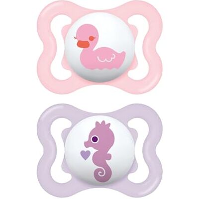MAM Air Succhietto 2-6 Mesi (Set da 2), Ciuccio 2-6 mesi per pelli sensibili e delicate, Kit da 2 accessori neonato con tettarella in caucciù naturale e porta ciuccio sterilizzatore, Rosa/Neutro MAM Air Succhietto 2-6 Mesi (Set da 2), Ciuccio 2-6 mesi per pelli sensibili e delicate, Kit da 2 accessori neonato con tettarella in caucciù naturale e porta ciuccio sterilizzatore, Rosa/Neutro