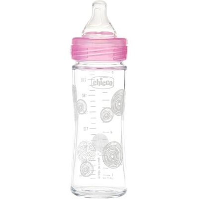 Chicco Benessere Biberon Flusso Lento in Vetro, Tettarella in Silicone, 240 ml, 280 g Chicco Benessere Biberon Flusso Lento in Vetro, Tettarella in Silicone, 240 ml, 280 g