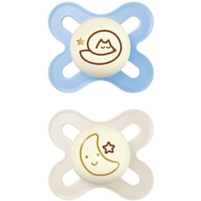 MAM Original Start Night Succhietto 0-2 Mesi (Set da 2), Ciuccio 0-2 mesi che si illumina al buio con tettarella in silicone, Kit da 2 accessori neonato con porta ciuccio sterilizzatore, Azzurro MAM Original Start Night Succhietto 0-2 Mesi (Set da 2), Ciuccio 0-2 mesi che si illumina al buio con tettarella in silicone, Kit da 2 accessori neonato con porta ciuccio sterilizzatore, Azzurro