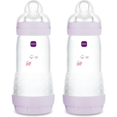 MAM Biberon Easy Start 320 ml (Set da 2), Kit da 2 biberon anticolica per allattamento, Riduce le bolle d'aria e il rischio di coliche, Accessori neonati 4+ mesi con tettarella misura 3, Rosa MAM Biberon Easy Start 320 ml (Set da 2), Kit da 2 biberon anticolica per allattamento, Riduce le bolle d'aria e il rischio di coliche, Accessori neonati 4+ mesi con tettarella misura 3, Rosa