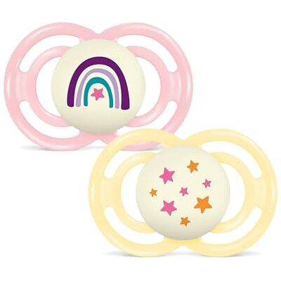 MAM Perfect Night Confezione Doppia Succhietto 16+ Mesi (Set da 2), Ciuccio 16 36 mesi silicone che si illumina al buio, Kit da 2 accessori neonato per lo sviluppo orale con porta ciuccio, Rosa MAM Perfect Night Confezione Doppia Succhietto 16+ Mesi (Set da 2), Ciuccio 16 36 mesi silicone che si illumina al buio, Kit da 2 accessori neonato per lo sviluppo orale con porta ciuccio, Rosa