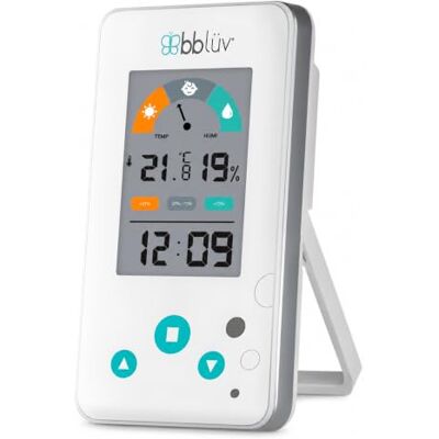 bblüv Igrö Termometro e igrometro digitale 2 in 1 termometro interno per camera del bambino accurato monitoraggio della temperatura di umidità con display LCD-indicatore di comfort funzione bblüv Igrö Termometro e igrometro digitale 2 in 1 termometro interno per camera del bambino accurato monitoraggio della temperatura di umidità con display LCD-indicatore di comfort funzione
