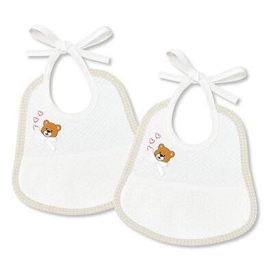 Filet Bavaglini Neonato Personalizzabili 2 pezzi Ricamo Orsetto & Cuori Tela Aida Chiusura con Laccetti 100% Cotone Unisex 20x20 cm Filet Bavaglini Neonato Personalizzabili 2 pezzi Ricamo Orsetto & Cuori Tela Aida Chiusura con Laccetti 100% Cotone Unisex 20x20 cm