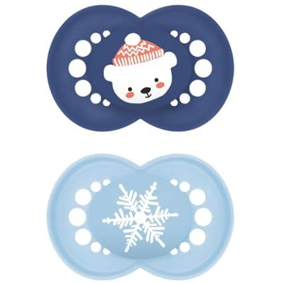 MAM Original Winter Limited Edition Succhietto 16+ Mesi (Set da 2), Ciuccio 16 36 mesi a tema invernale e natalizio, Regalo neonato con tettarella silicone e porta ciuccio sterilizzatore, Azzurro MAM Original Winter Limited Edition Succhietto 16+ Mesi (Set da 2), Ciuccio 16 36 mesi a tema invernale e natalizio, Regalo neonato con tettarella silicone e porta ciuccio sterilizzatore, Azzurro