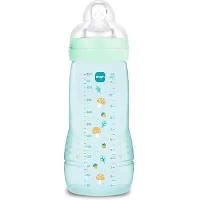 MAM Biberon Easy Active Baby Bottle 330ml, Biberon per bambini attivi ergonomico e pratico, Accessori neonato 4+ mesi per l'allattamento con tettarella misura 3 piatta e simmetrica, Azzurro MAM Biberon Easy Active Baby Bottle 330ml, Biberon per bambini attivi ergonomico e pratico, Accessori neonato 4+ mesi per l'allattamento con tettarella misura 3 piatta e simmetrica, Azzurro