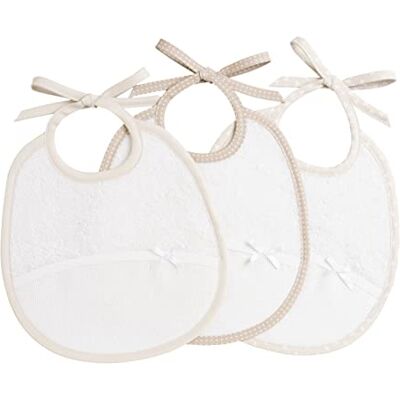 Filet Set 3 Bavaglini Neonato a forma ovale spugna bianca di alta qualità Taschina in tela aida da ricamare Dims 22x21,5 cm Palette Bianco e Beige Filet Set 3 Bavaglini Neonato a forma ovale spugna bianca di alta qualità Taschina in tela aida da ricamare Dims 22x21,5 cm Palette Bianco e Beige