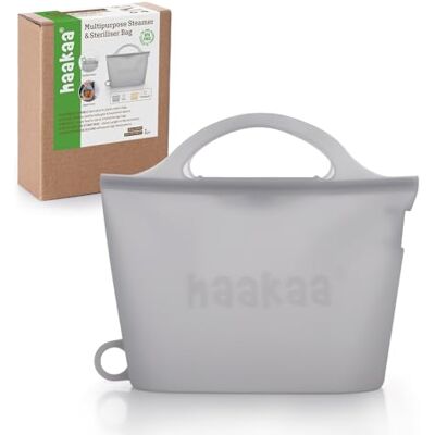 haakaa Sacchetti Sterilizzatore a Vapore in Silicone per Microonde, Riutilizzabili, per Biberon, Tiralatte, Ciucci e Accessori, Ideali per Casa e Viaggio, Grigio haakaa Sacchetti Sterilizzatore a Vapore in Silicone per Microonde, Riutilizzabili, per Biberon, Tiralatte, Ciucci e Accessori, Ideali per Casa e Viaggio, Grigio