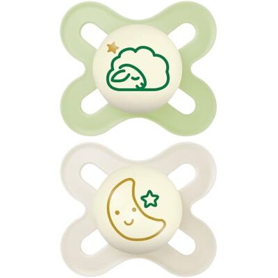 MAM Original Start Night Succhietto 0-2 Mesi (Set da 2), Ciuccio 0-2 mesi che si illumina al buio con tettarella in silicone, Kit da 2 accessori neonato con porta ciuccio sterilizzatore, Neutro MAM Original Start Night Succhietto 0-2 Mesi (Set da 2), Ciuccio 0-2 mesi che si illumina al buio con tettarella in silicone, Kit da 2 accessori neonato con porta ciuccio sterilizzatore, Neutro