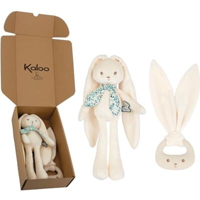 KALOO Set regalo per bebè 2 pezzi : Peluche coniglio 25 cm + anello per dentizione in silicone Lapinoo Crema Dalla nascita KALOO Set regalo per bebè 2 pezzi : Peluche coniglio 25 cm + anello per dentizione in silicone Lapinoo Crema Dalla nascita