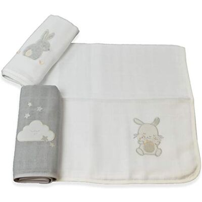 Italbaby Set di 3 Mussole Ricamate grigio Italbaby Set di 3 Mussole Ricamate grigio