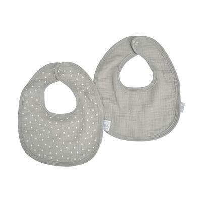 Bébé Douceur Set di 2 bavaglini in garza di cotone + spugna, 22 x 27 cm, colore: grigio Bébé Douceur Set di 2 bavaglini in garza di cotone + spugna, 22 x 27 cm, colore: grigio