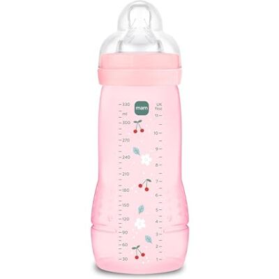 MAM Biberon Easy Active Baby Bottle 330 ml, Biberon per bambini attivi ergonomico e pratico, Accessori neonato 4+ mesi per l'allattamento con tettarella misura 3 piatta e simmetrica, Rosa MAM Biberon Easy Active Baby Bottle 330 ml, Biberon per bambini attivi ergonomico e pratico, Accessori neonato 4+ mesi per l'allattamento con tettarella misura 3 piatta e simmetrica, Rosa