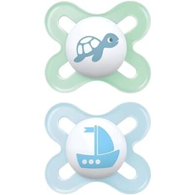 MAM Original Start Succhietto 0-2 Mesi (Set da 2), Ciuccio 0-2 mesi con tettarella ortodontica in caucciù, Kit da 2 accessori neonato con porta ciuccio sterilizzatore, Verde/Azzurro MAM Original Start Succhietto 0-2 Mesi (Set da 2), Ciuccio 0-2 mesi con tettarella ortodontica in caucciù, Kit da 2 accessori neonato con porta ciuccio sterilizzatore, Verde/Azzurro