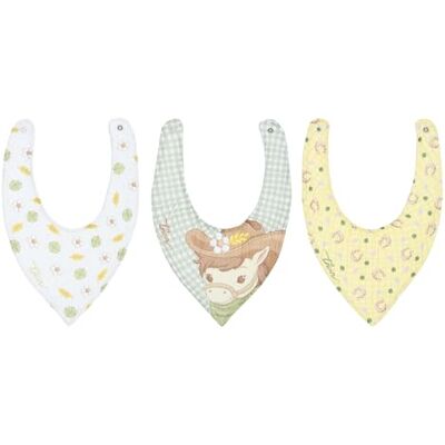 THUN Set 3 Bavaglini Bandana Dolce Fattoria, Tessuto, Decorazioni Colorate THUN Set 3 Bavaglini Bandana Dolce Fattoria, Tessuto, Decorazioni Colorate