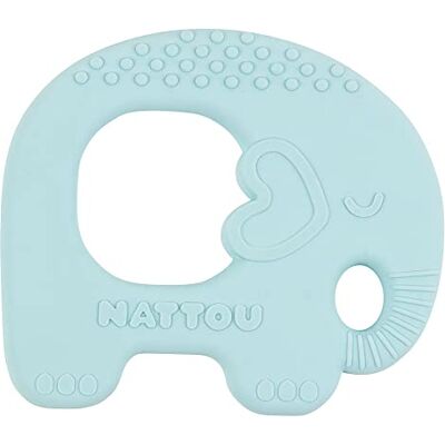 Nattou Elefante in Silicone, Anello di Dentizione da Mordere e Afferrare, Privo di BPA, Ca. 9 cm, Silicone, Azzurro Nattou Elefante in Silicone, Anello di Dentizione da Mordere e Afferrare, Privo di BPA, Ca. 9 cm, Silicone, Azzurro