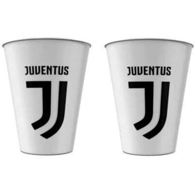 CARTOON Bicchiere 2 pezzi squadra di calcio bianconera per bambini in plastica riutilizzabile 260 ml BPA Free CARTOON Bicchiere 2 pezzi squadra di calcio bianconera per bambini in plastica riutilizzabile 260 ml BPA Free