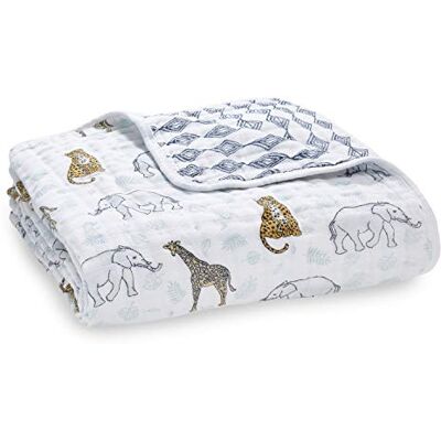 aden + anais Coperta da sogno in mussola di cotone 100%, 120 x 120 cm, ideale per neonati e bambini, regalo per la doccia e il registro, giungla aden + anais Coperta da sogno in mussola di cotone 100%, 120 x 120 cm, ideale per neonati e bambini, regalo per la doccia e il registro, giungla