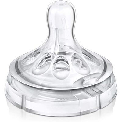 AVENT Natural SCF652/27 Tettarelle Flusso Lento, 2 Fori, 1 Mese+, 2 Pezzi AVENT Natural SCF652/27 Tettarelle Flusso Lento, 2 Fori, 1 Mese+, 2 Pezzi
