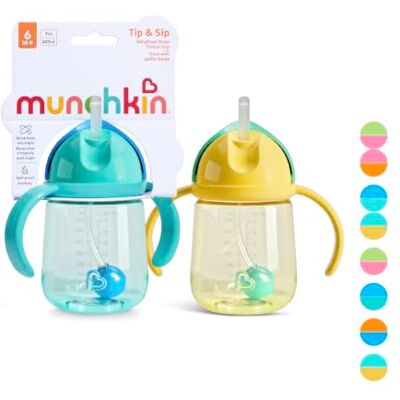 Munchkin Bicchiere Tip Sip x2 Ponderato 6m+ 207ml Blu/Giallo Munchkin Bicchiere Tip Sip x2 Ponderato 6m+ 207ml Blu/Giallo