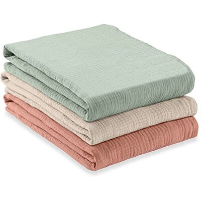 hauck Set 3 Teli Mussola Neonato 80 x 80 cm, Cuddle N Clean Sage/Beige/Cork 100% cotone, morbido, traspirante, leggero, telo universale per allattamento, fasciatura e bavaglino baby hauck Set 3 Teli Mussola Neonato 80 x 80 cm, Cuddle N Clean Sage/Beige/Cork 100% cotone, morbido, traspirante, leggero, telo universale per allattamento, fasciatura e bavaglino baby