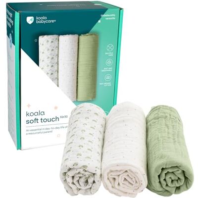 Koala Babycare Mussole Neonato Cotone 100% 3 Pz 80x80cm Ideale come Regalo Neonati Koala Babycare Mussole Neonato Cotone 100% 3 Pz 80x80cm Ideale come Regalo Neonati