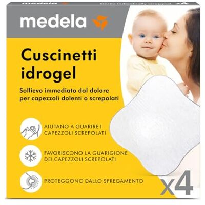 Medela Cuscinetti Idrogel con Effetto Lenitivo e Rinfrescante per Capezzoli Dolenti o Screpolati, Sterili e Confezionati Singolarmente, Confezione da 4 Pezzi Medela Cuscinetti Idrogel con Effetto Lenitivo e Rinfrescante per Capezzoli Dolenti o Screpolati, Sterili e Confezionati Singolarmente, Confezione da 4 Pezzi