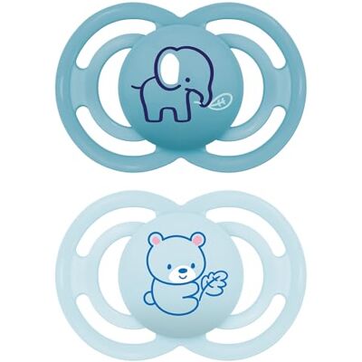 MAM Perfect Confezione Doppia Succhietto 16+ Mesi (Set da 2), Ciuccio 16 36 mesi silicone per uno sviluppo sano del cavo orale, Kit da 2 accessori neonato con porta ciuccio sterilizzatore, Azzurro MAM Perfect Confezione Doppia Succhietto 16+ Mesi (Set da 2), Ciuccio 16 36 mesi silicone per uno sviluppo sano del cavo orale, Kit da 2 accessori neonato con porta ciuccio sterilizzatore, Azzurro