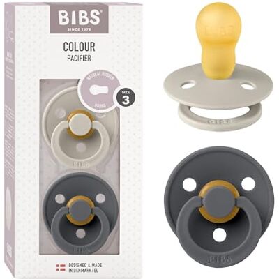 Bibs Colour Ciuccio, 18-48 mesi, confezione da 2, Sand/Iron Tettarella rotonda Lattice di gomma naturale Taglia 3 Senza BPA Prodotto in Danimarca Scudo anti-irritazione Bibs Colour Ciuccio, 18-48 mesi, confezione da 2, Sand/Iron Tettarella rotonda Lattice di gomma naturale Taglia 3 Senza BPA Prodotto in Danimarca Scudo anti-irritazione