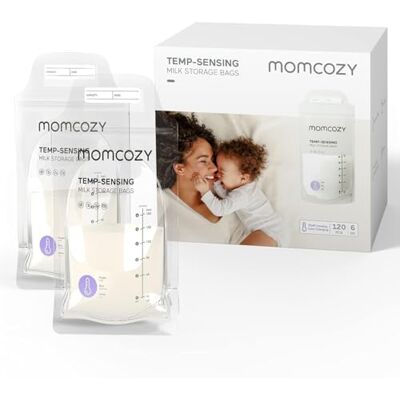 momcozy Sacchetti Latte Materno 120 Pezzi 180 ML con Sensore Temperatura Design con Sensore Termico e Salvaspazio da 180 ML, Ideale per la Conservazione Sicura del Latte Materno in Freezer momcozy Sacchetti Latte Materno 120 Pezzi 180 ML con Sensore Temperatura Design con Sensore Termico e Salvaspazio da 180 ML, Ideale per la Conservazione Sicura del Latte Materno in Freezer